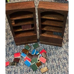 Vintage miniature Dollhouse Bookcases with lot of books